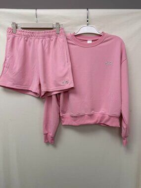 Alo Yoga Cherry Blossom Pink Casual Sportswear Set, Size M